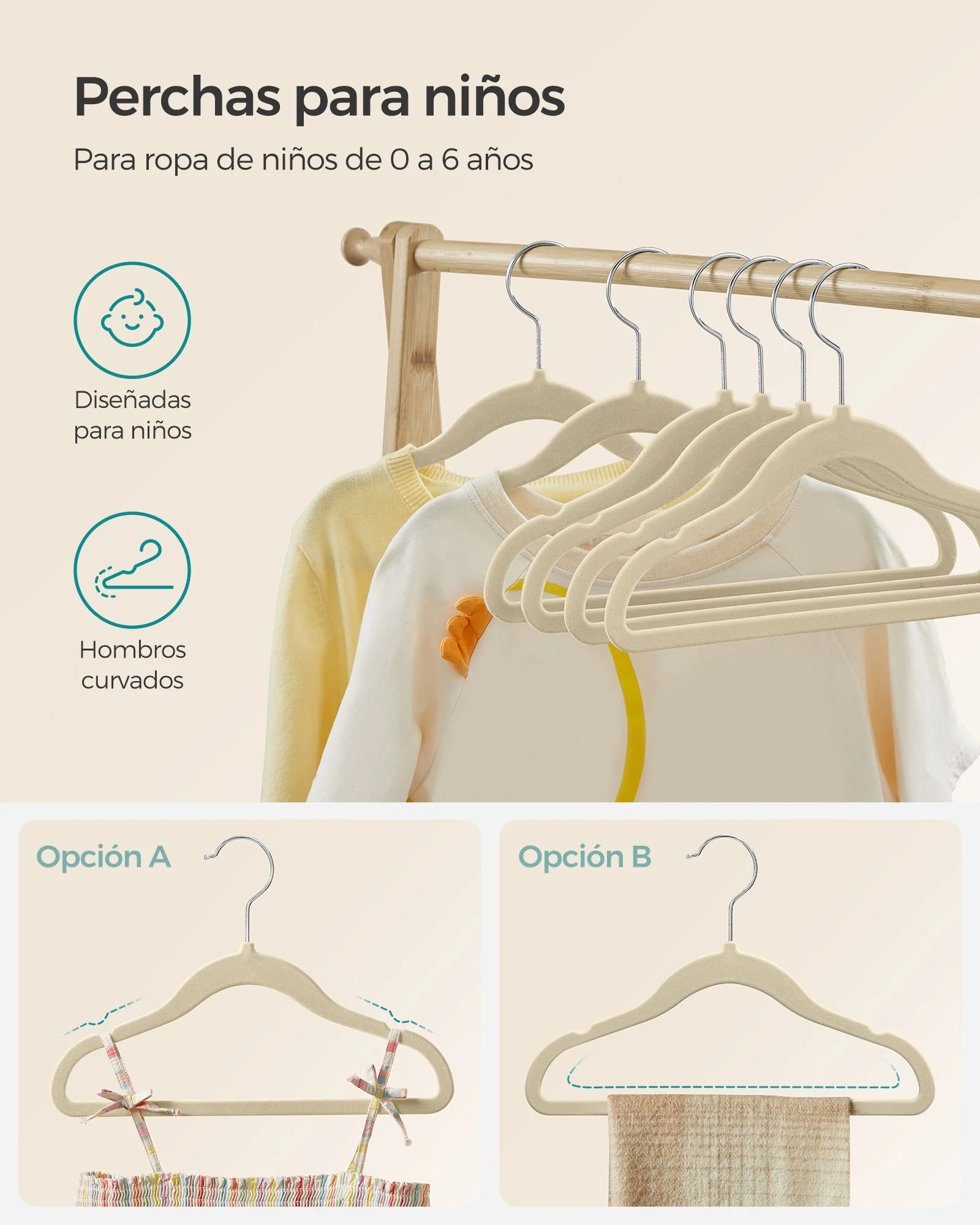 Juego de 50 Perchas Infantiles de Terciopelo Gris Paloma-SONGMICS - Imagen 5