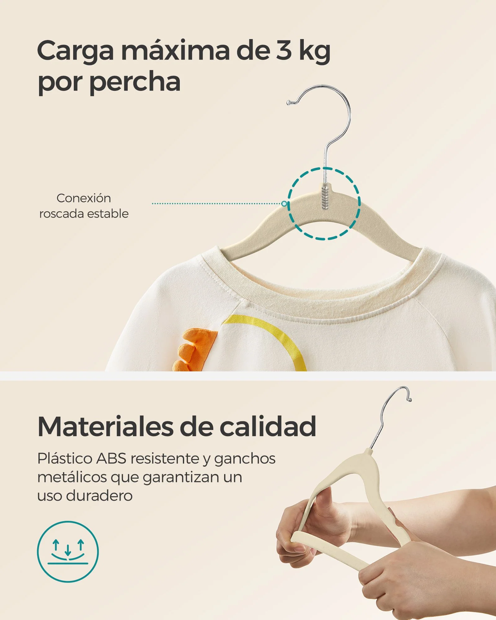 Juego de 50 Perchas Infantiles de Terciopelo Gris Paloma-SONGMICS - Imagen 8