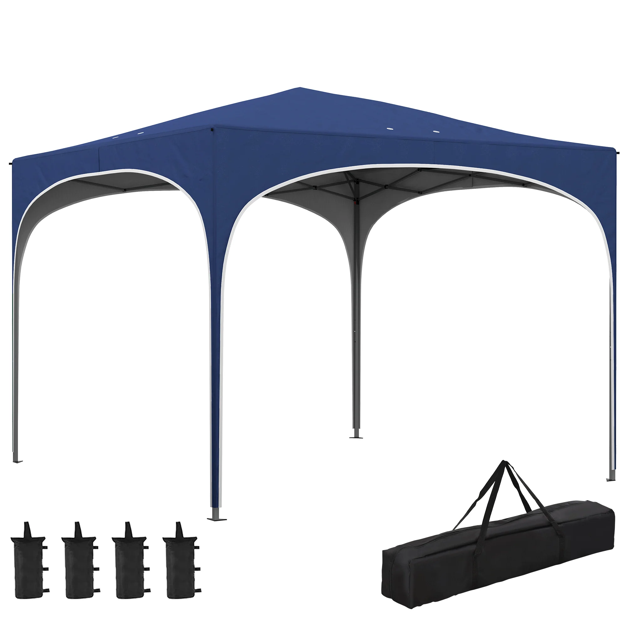 Outsunny Carpa Plegable 3x3 m Cenador de Jardín Altura Ajustable con Bolsa de Transporte Impermeable Anti-UV y Bolsas de Arena Gazebo para Exteriores Jardín Patio Azul Oscuro - Imagen 9