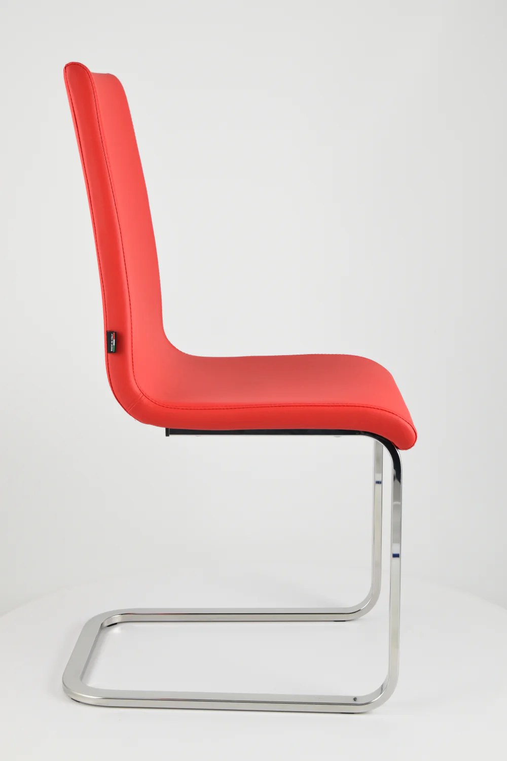 Tommychairs Set 2 sillas Berlin Estilo Cantilever con Patas de Acero Cromado de Alta Resistencia Asiento en Madera Multicapa tapizado en Polipiel Roja - Imagen 4
