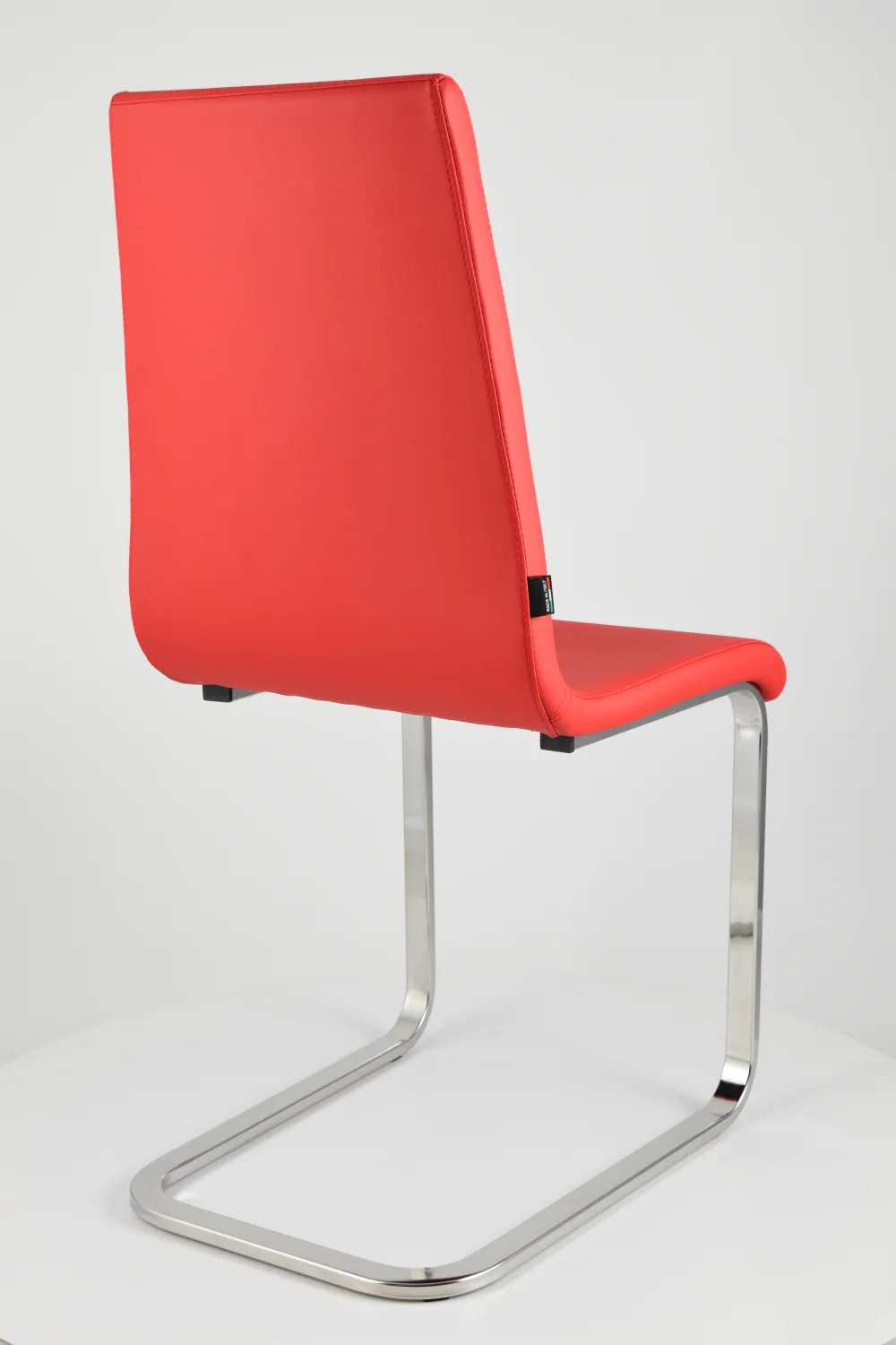 Tommychairs Set 2 sillas Berlin Estilo Cantilever con Patas de Acero Cromado de Alta Resistencia Asiento en Madera Multicapa tapizado en Polipiel Roja - Imagen 5
