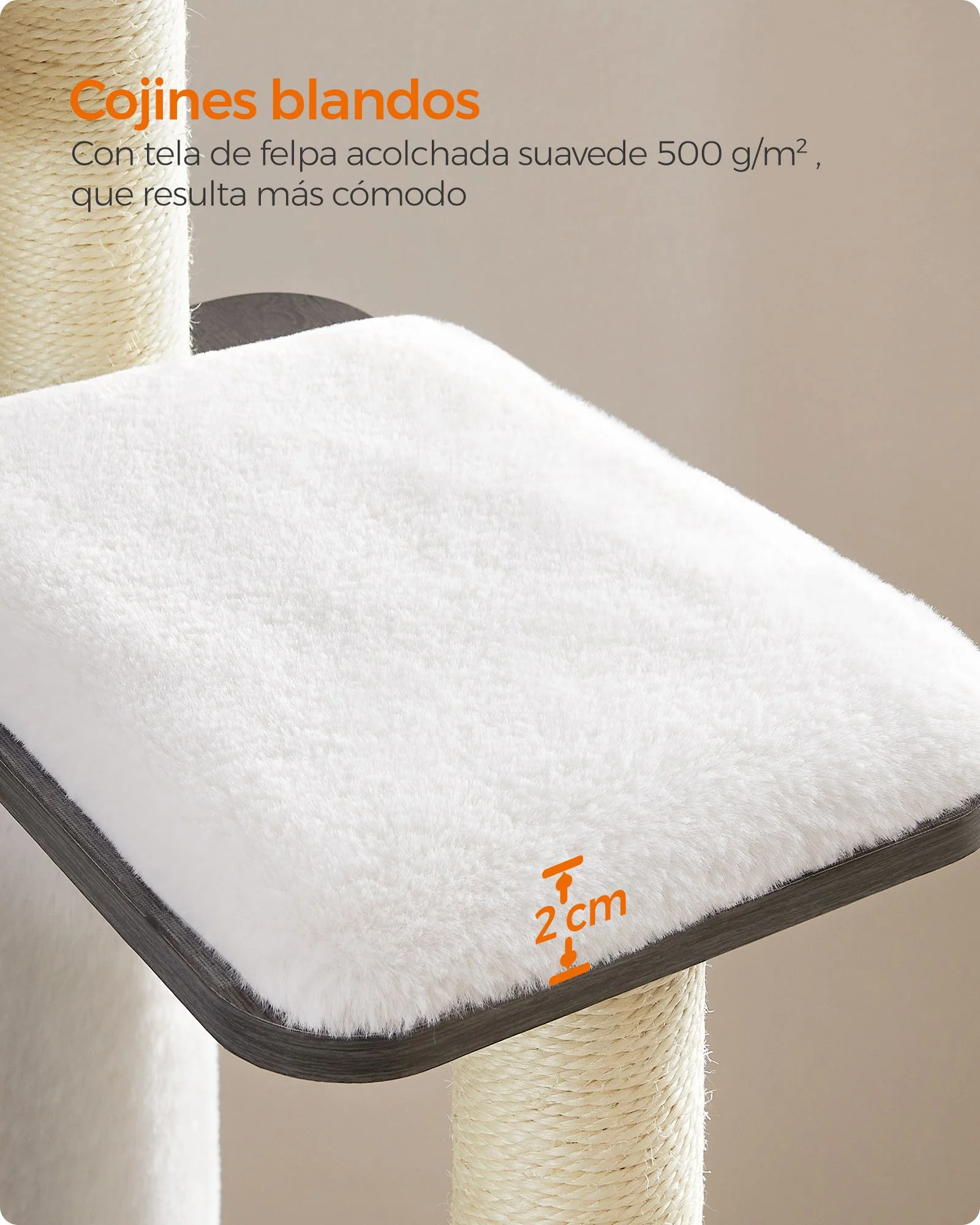 Árbol para Gatos 165 cm Cojines Lavables Gris Niebla-Feandrea - Imagen 6