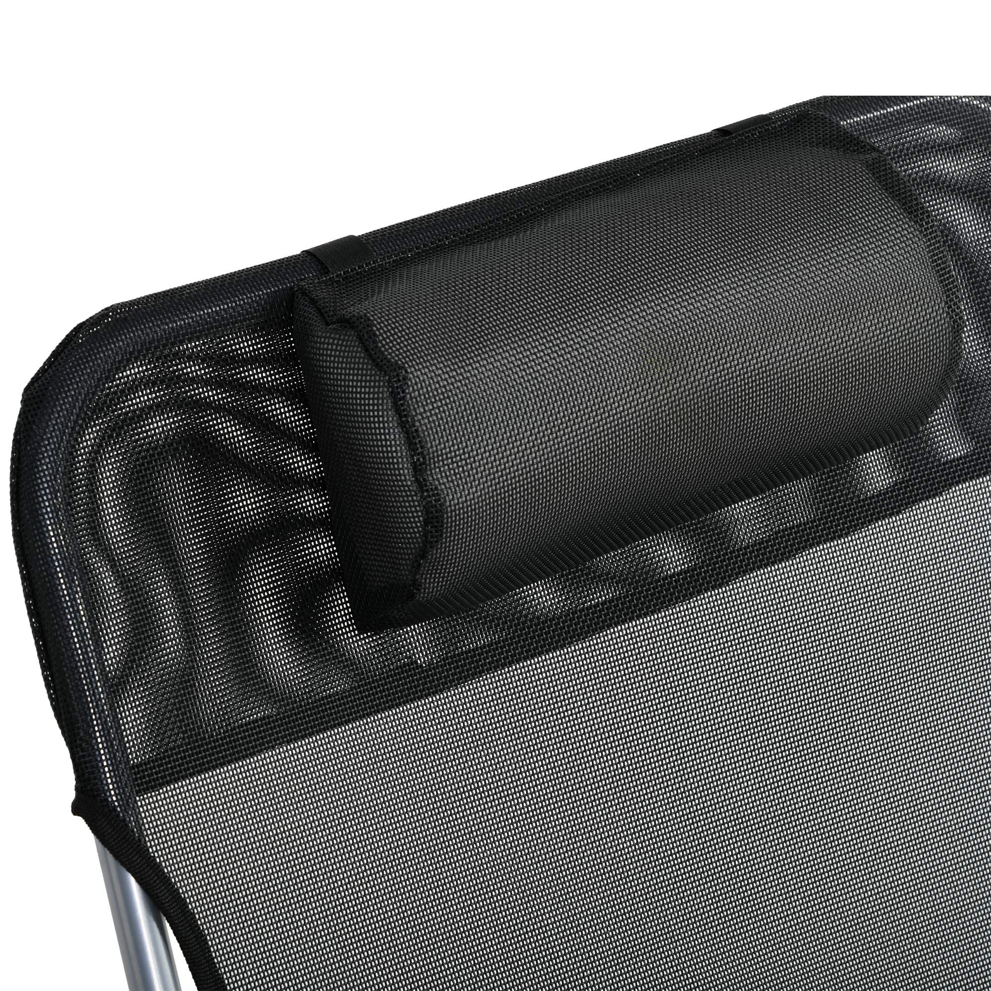 Outsunny Conjunto de 2 Tumbonas Plegables y Reclinables de Jardín con Reposacabezas y Respaldo Ajustable en 5 Niveles Carga 120 kg para Playa Terraza 182x56x24,5 cm Negro - Imagen 8
