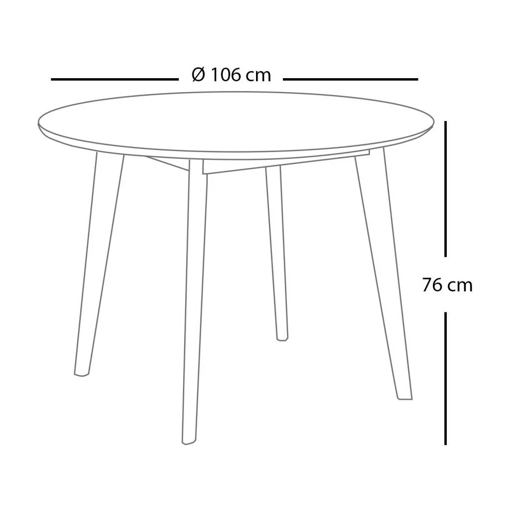Conjunto De Mesa Redonda Zira Wood De 106 Cm Y 4 Sillas Tiga - Imagen 4